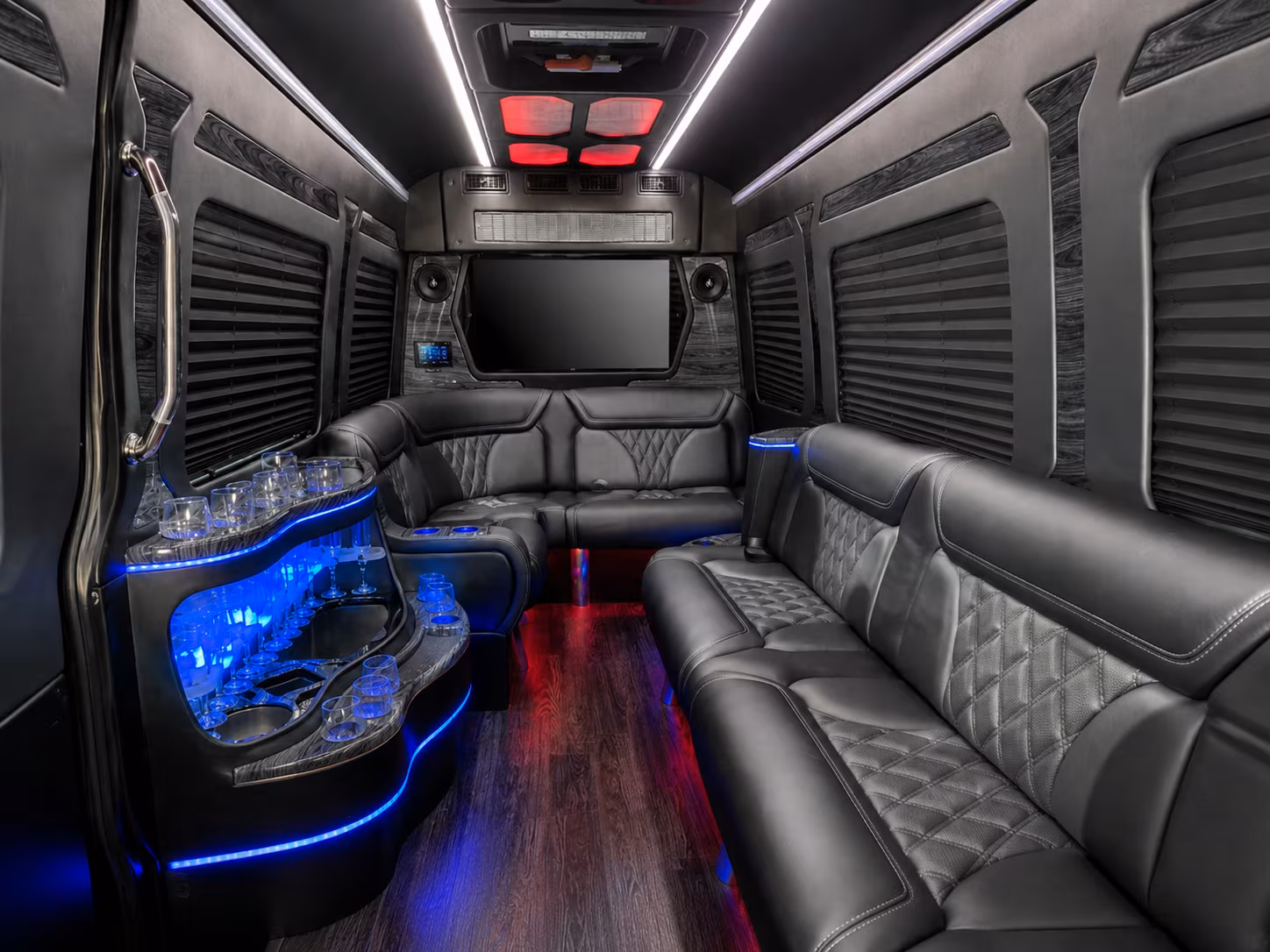 palm bay 20 passenger party bus inside